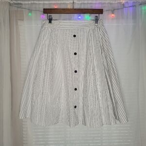 Philosophy Circle Skirt Womens Large White Black Pin Striped 100% Cotton NWT